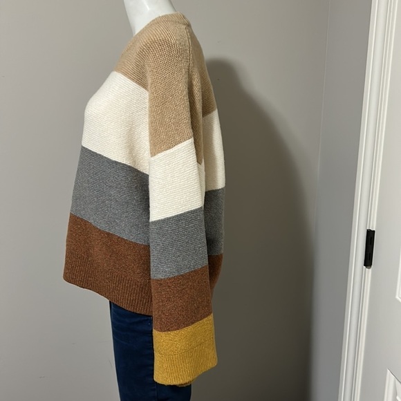 MADEWELL Andria Pullover Sweater in Coziest Yarn Wide Sleeves Heather Honey Sz L - Picture 8 of 14